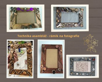 Technika asambláž - rámik na fotografie